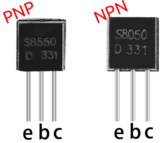 NPN and PNP transistor illustrations